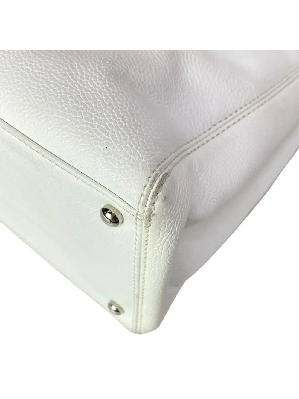 Chanel Tote Executive Line White Silver Leather